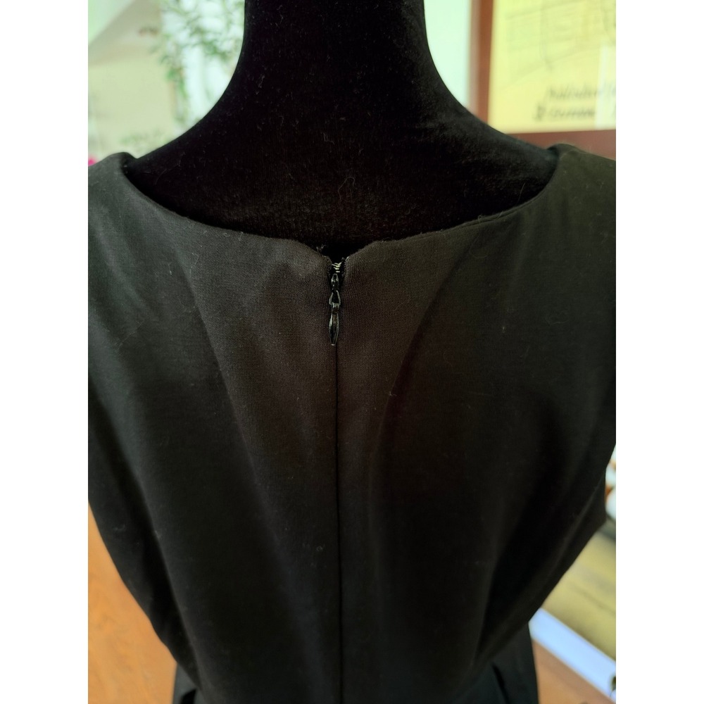 Sleeveless Pleated Fit & Flare Little Black Dress Scoop Neck Knee Length sz(L) - Picture 6 of 11